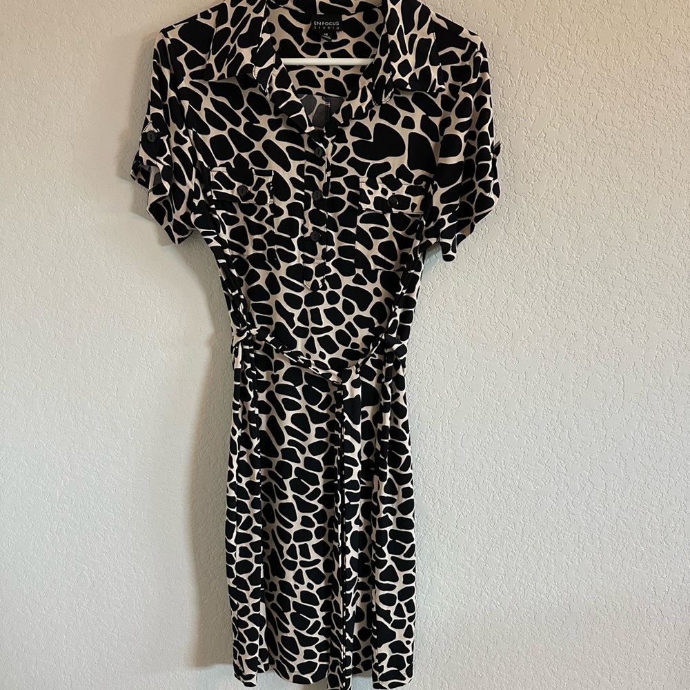 Studio Black and Tan Wrap Midi Dress